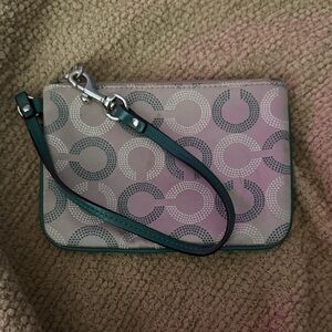 Coach Gray and Teal Wristlet